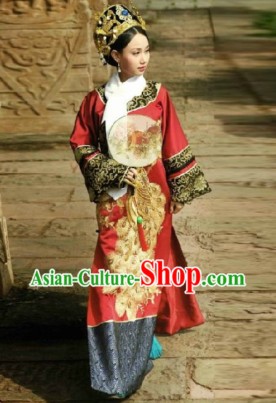 Qing Dynasty Empress Costumes and Headwear Complete Set for Women