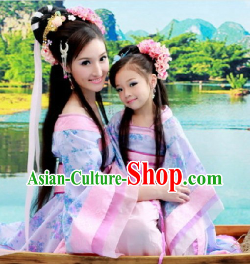 Ancient Chinese Long Trail Royal Family Costumes for Adult or Kids