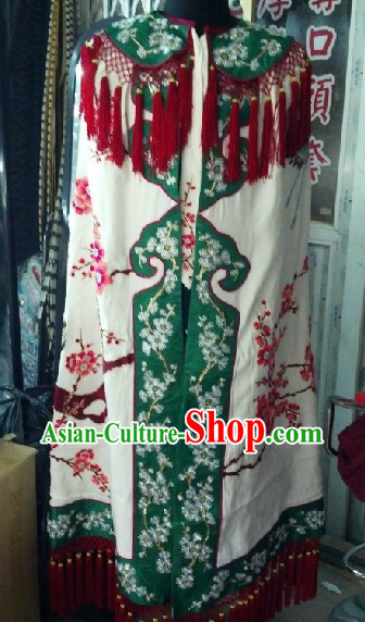 Ancient Chinese Embroidered Flower and Crane Mantle