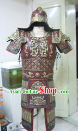 Ancient Chinese Military Armor Costume and Helmet Complete Set for Adults