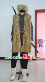 Ancient Chinese Guo Jing Costumes and Hat Complete Set for Men