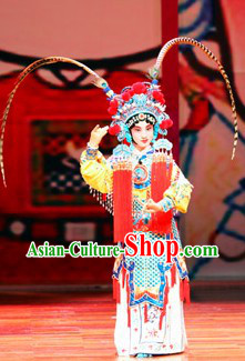 Traditional Chinese Peking Opera Mu Guiying Heroine Costumes for Kids
