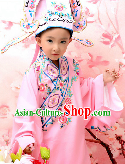 Tang Bohu Ancient Chinese Student Long Robe and Hat for Kids