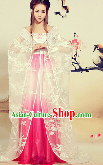 Ancient Chinese White Beauty Floral Dress