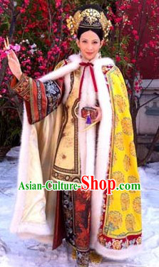 Qing Dynasty Empress Clothing, Cape and Headdress Complete Set