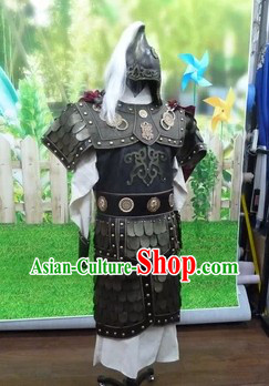 Ancient Chinese General Armor Outfits and Hat Complete Set for Men