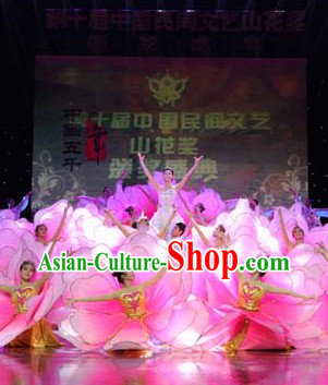 Flower Petal Group Dance Costumes and Headdress Complete Set