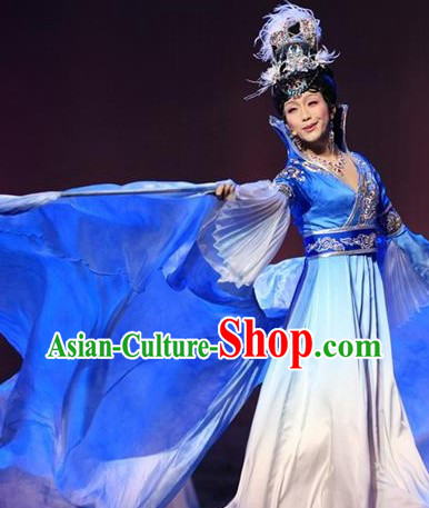 Li Yugang Style Opera Performance Dance Costume Dancewear and Hair Accessories Complete Set