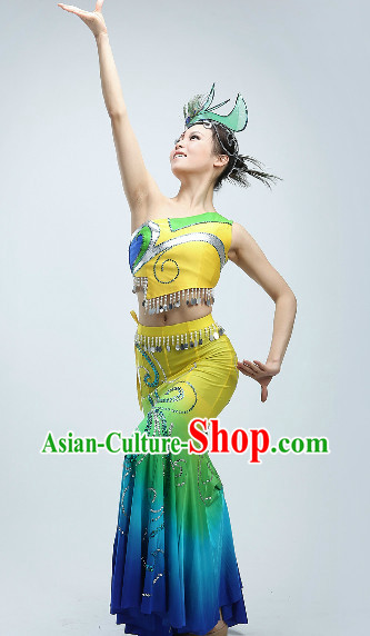 Peacock Dance Suit and Headwear for Women or Kids