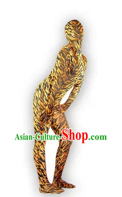 Tiger Stripe Full Body Tight Dress Dance Costumes Lycra Spandex Bodysuit