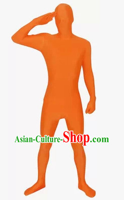 Orange Full Body Tight Dress Dance Costumes Lycra Spandex Bodysuit