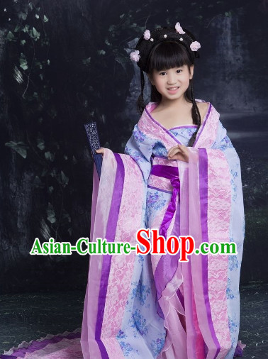 Chinese Princess Purple Guzhuang Hanfu Clothes for Kids