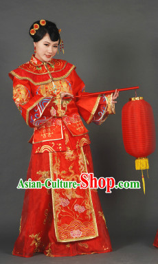 Stunning Handmade Custom Tailored Red Phoenix Wedding Dress