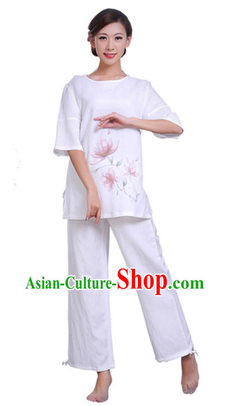 Top Comfortable Mandarin Collar Meditation Yoga Tea-making Kung Fu Master Dresses Complete Set