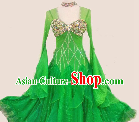 Top Tailored Made Green Waltz Dance Long Skirt