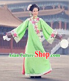 Chinese Qing Dynasty Forbidden City Green Long Robe for Lady