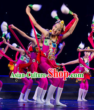Traditional Chinese Minority Ethnic Dancing Outfit for Kids