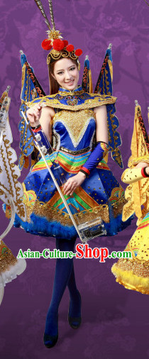 Blue Crystal Music Ensemble Stage Performance Beijing Opera Style Costumes