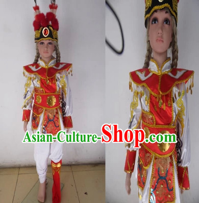 Professional Beijing Opera Stage Performance Dance Costumes and Long Feather Hat