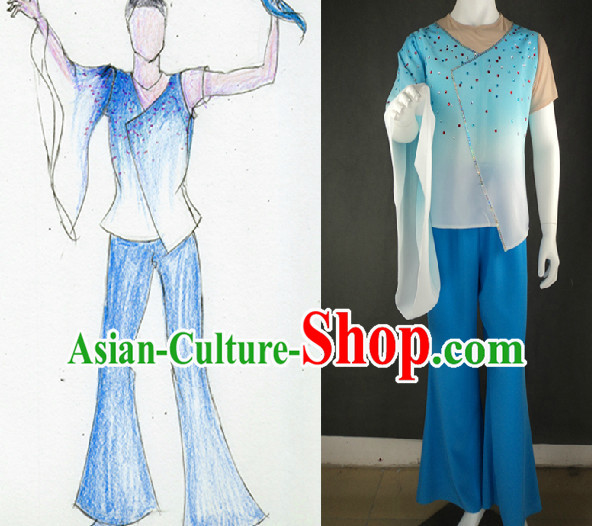 Traditional Chinese Fan Dancing Costumes for Men