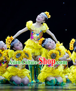 Traditional Chinese Sunflower Dancing Costumes and Props