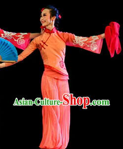 Orange Color Mandarin Handkerchief Female Dance Costumes and Handkerchief