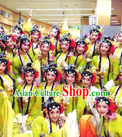 Beijing Opera Style Chinese Classic Dancing Costumes and Headdress Complete Set