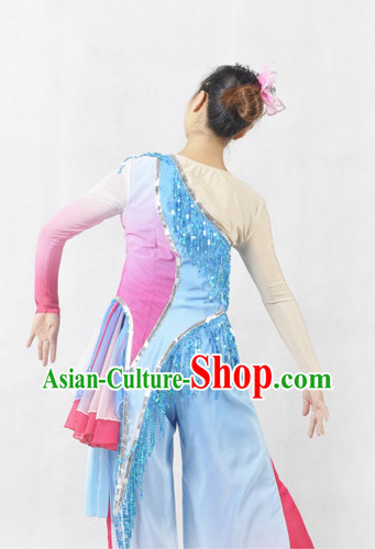 Professional Stage Performance Fan or Handkerchief Dancing Costumes and Headwear