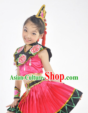 Chinese Yi Ethnic Clothes and Hat for Kids