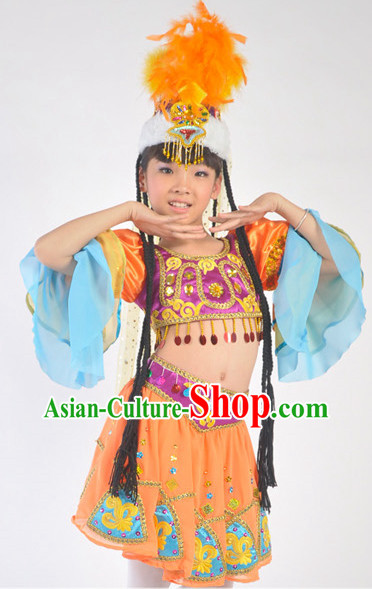 Xinjiang Ethnic Clothes and Hat for Children