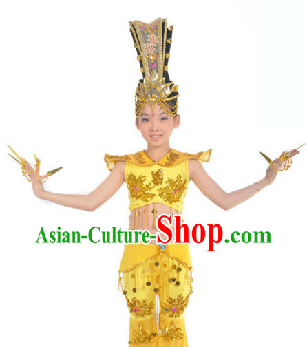 Thousands of Hands Kwan-yin Feitian Flying Fairy Dance Costumes and Headwear for Children