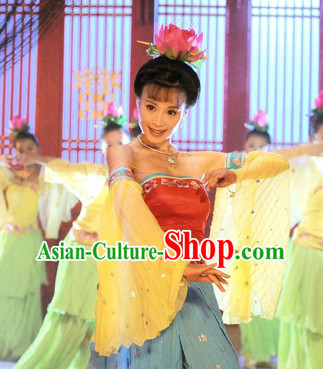 Tang Dynasty Palace Dancing Costumes and Headdress for Women