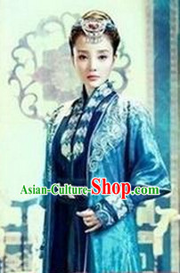 Gu Jian Qi Tan Lengend of the Ancient Sword TV Drama Blue Swordwoman Costumes Complete Set