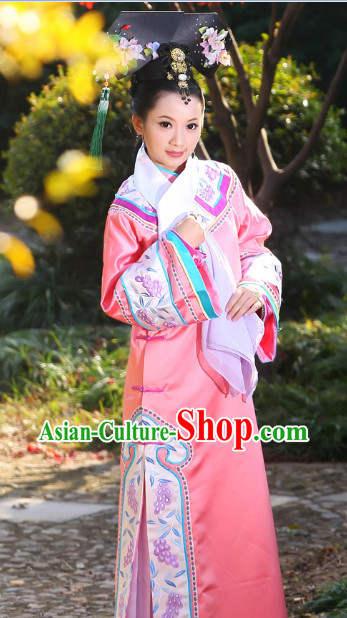 Zhen Huan Legend Palace Imperial Concubine Embroidered Long Robe and Headdress Complete Set