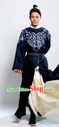 Traditional Chinese Deep Blue Hanfu Clothes for Men