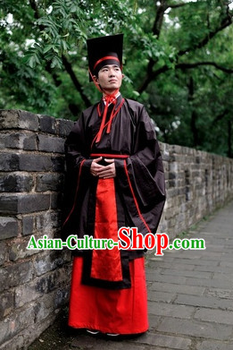 Ancient Chinese Academic Robe and Hat Complete Set for Men