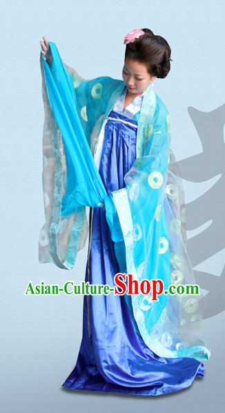 Tang Dynasty Hanfu Da Xiu Shan Ceremonial Dresses and Hair Accessories Complete Set for Women