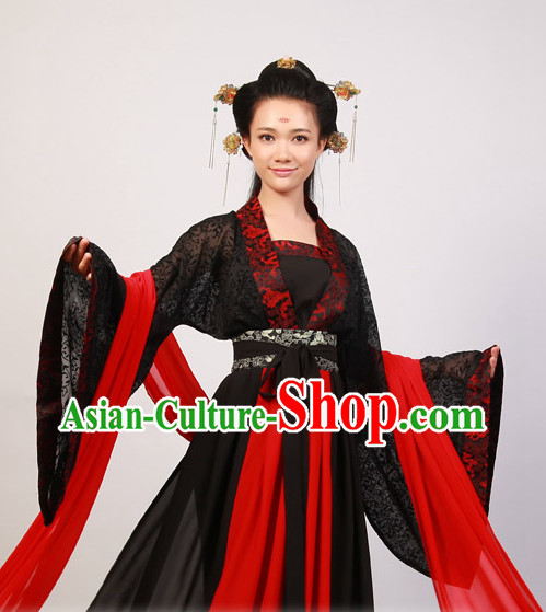Black Wide Sleeve Hanfu Gown for Wome