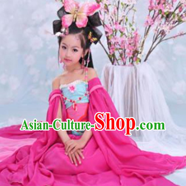 Chinese Kids Classical Dancing Costume and Headpieces