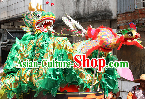 Handmade Green Chinese New Year Dragon Mascot Costumes Complete Set