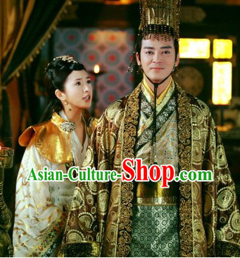 Ancient Chinese Emperor Clothing and Crown Complete Set