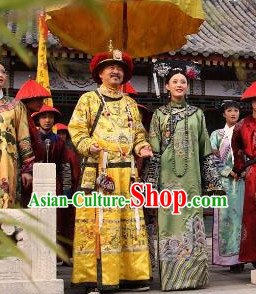 Ancient Chinese Emperor and Empress Costumes and Hair Accessories Complete Set