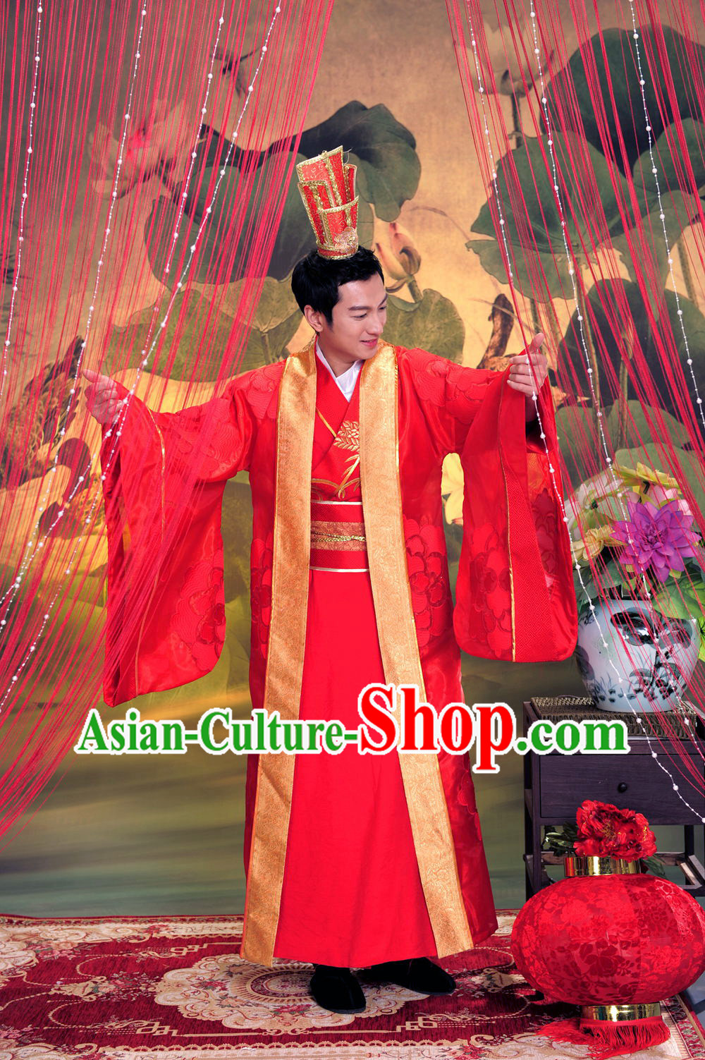 Chinese Traditional Bridegroom Suit and Hat Complete Set