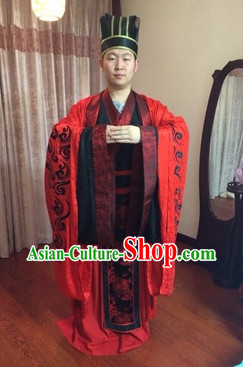 Traditional Chinese Wedding Bridegroom Dresses and Hat Complete Set