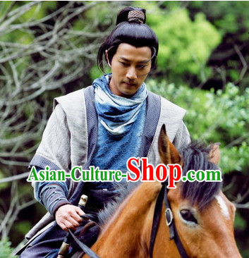 Ancient Chinese Long Black Wigs for Mens Long Hair