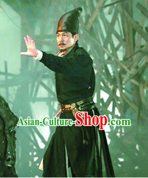 Chinese Black Knight Costume and Hat Complete Set for Men