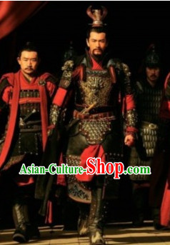 Chinese Ancient Hero Armor Costumes and Helmet Complete Set for Men