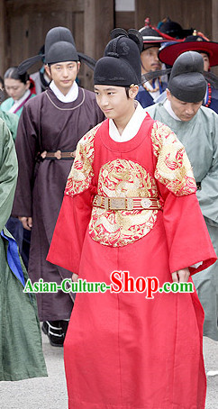 Traditional Korean Prince Costumes and Hat Complete Set