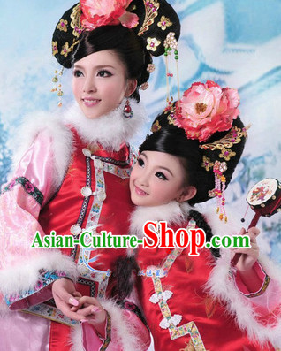 Ancient Chinese Manchu Costume for Little Girls