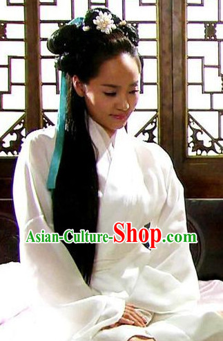Traditional Korean Princess White Costumes for Girls and Women